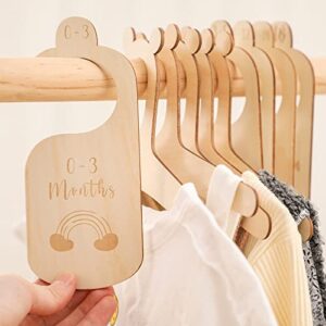 ibwaae Wooden Baby Closet Size Divider Organizer Hanger Clothing Dividers for Newborn Nursery Decor Infant to 24 Months