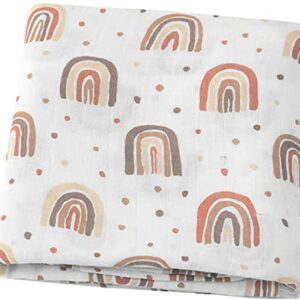 Baby Muslin Baby Swaddle Blanket Rainbow Print, Luxurious, Soft and Silky, 70% Bamboo 30% Cotton 47x47inch，Neutral Receiving Blanket  Receiving Swaddlinget for Boys & Girls
