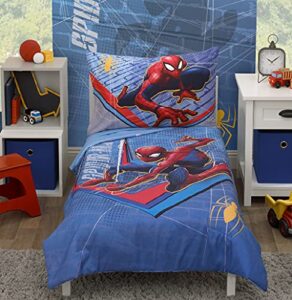 crown crafts infant products marvel spiderman 4 piece toddler bedding set
