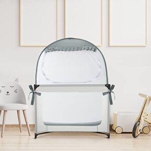 L RUNNZER Baby Pack N Play Tent, Baby Crib Safety Tent to Keep Baby from Climbing Out, Baby Crib Canopy for Pack N Play, Mini Cribs & Playpens, Pop Up Design & See-Through Mesh