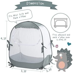 L RUNNZER Baby Pack N Play Tent, Baby Crib Safety Tent to Keep Baby from Climbing Out, Baby Crib Canopy for Pack N Play, Mini Cribs & Playpens, Pop Up Design & See-Through Mesh