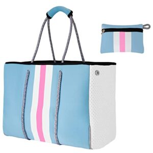 hirooms neoprene tote bag multipurpose beach bag travel shoulder bag for women & men (blue)