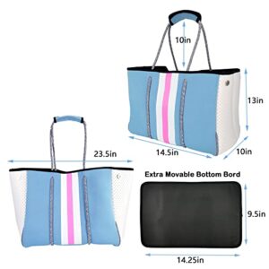 Hirooms Neoprene Tote Bag Multipurpose Beach Bag Travel Shoulder Bag for Women & Men (Blue)