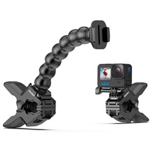 wealpe jaws clamp mount flex gooseneck mount compatible with gopro hero 11, 10, 9, 8, 7, max, fusion, hero (2018), 6, 5, 4, session, 3+, 3, 2, 1, dji osmo, xiaomi yi cameras