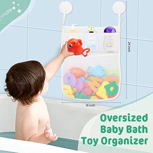 ZEAGUS Bath Toys Set for Toddlers 1-3, Bath Toy Storage Bag Hooks,Baby Bathtub Toys with 36 Letters and Numbers,Shower Toys Bath Time with 3 Fishing Toys and Water Gun Floating for Baby Pool Toys