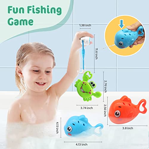 ZEAGUS Bath Toys Set for Toddlers 1-3, Bath Toy Storage Bag Hooks,Baby Bathtub Toys with 36 Letters and Numbers,Shower Toys Bath Time with 3 Fishing Toys and Water Gun Floating for Baby Pool Toys