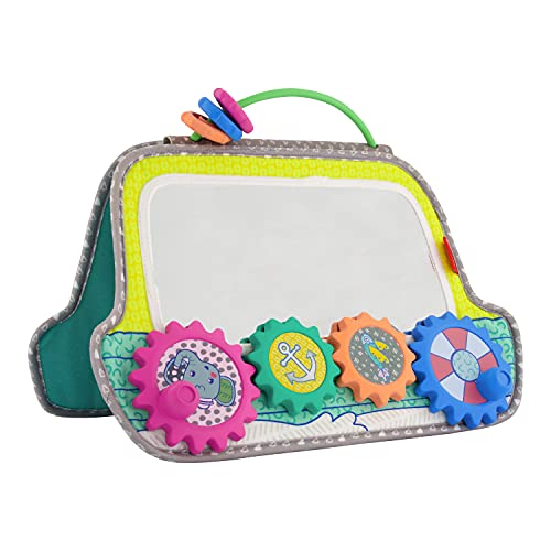 Infantino Busy Board Mirror & Sensory Discovery Toy Boat for Fine Motor Skill Development with Gears, Beads, High Contrast Prints, Tummy Time, Sit & Play or On The Go, for Newborns, Babies & Toddlers