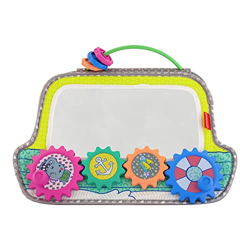 Infantino Busy Board Mirror & Sensory Discovery Toy Boat for Fine Motor Skill Development with Gears, Beads, High Contrast Prints, Tummy Time, Sit & Play or On The Go, for Newborns, Babies & Toddlers