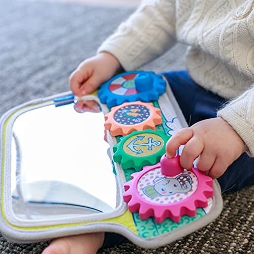 Infantino Busy Board Mirror & Sensory Discovery Toy Boat for Fine Motor Skill Development with Gears, Beads, High Contrast Prints, Tummy Time, Sit & Play or On The Go, for Newborns, Babies & Toddlers