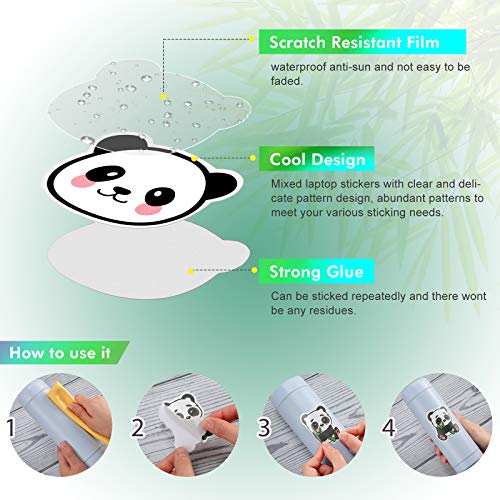 100 Pieces Panda Stickers Vinyl Panda Decals Party Supplies Waterproof Decorative Cartoon Stickers for Computer, Luggage, Guitar, Bottle, Refrigerator, Phone, Laptop Birthday Cute Animal Decorations