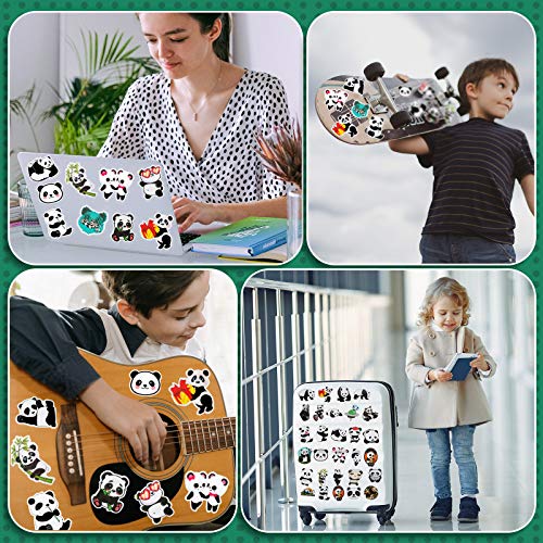 100 Pieces Panda Stickers Vinyl Panda Decals Party Supplies Waterproof Decorative Cartoon Stickers for Computer, Luggage, Guitar, Bottle, Refrigerator, Phone, Laptop Birthday Cute Animal Decorations