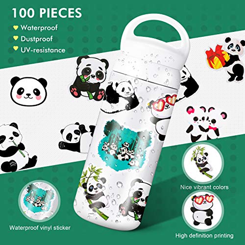 100 Pieces Panda Stickers Vinyl Panda Decals Party Supplies Waterproof Decorative Cartoon Stickers for Computer, Luggage, Guitar, Bottle, Refrigerator, Phone, Laptop Birthday Cute Animal Decorations