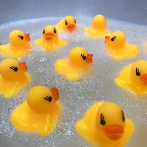 Mini Rubber Ducks,20Pcs Little Rubber Ducks Tiny Baby Shower Rubber Ducks,Squeak Fun Rubber Ducks in Bulk Bath Toy Float Decorations for Shower Birthday Party Favors