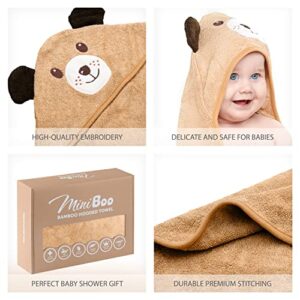 MINIBOO Premium Bamboo Baby Towel with Unique Dog Design – Extra Soft and Absorbent Baby Bath Towel for Newborns, Infants, and Toddlers – Suitable as Baby Gifts