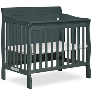 dream on me alice 3-in-1 full panel convertible mini crib, olive, greenguard gold certified