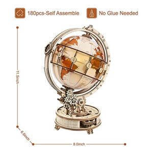 ROBOTIME 3D Puzzles for Adults, Wooden Puzzle Model Kits for Adults to Build, Unique Gift Aesthetic Desk Decor with LED Light