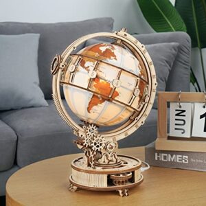 ROBOTIME 3D Puzzles for Adults, Wooden Puzzle Model Kits for Adults to Build, Unique Gift Aesthetic Desk Decor with LED Light