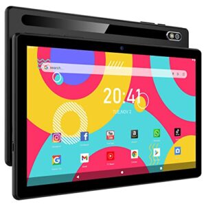 android tablet 10 inch, 10 inch tablet, android 10.0 os, 2gb 32gb + 128gb, quad core processor, 1280x800 hd ips screen, 2mp+8mp dual camera & speaker, wifi, bluetooth, usb type c, 6000mah (black)