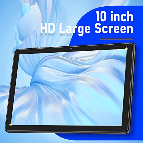 Android Tablet 10 inch, 10 inch Tablet, Android 10.0 OS, 2GB 32GB + 128GB, Quad Core Processor, 1280x800 HD IPS Screen, 2MP+8MP Dual Camera & Speaker, WiFi, Bluetooth, USB Type C, 6000mAh (Black)