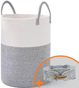large laundry basket woven cotton rope laundry hamper 15" x 19.6" woven baby laundry basket for blankets toys storage basket natural cotton thread clothing sorting basket