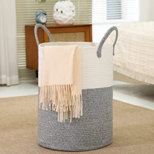 Large Laundry Basket Woven Cotton Rope Laundry Hamper 15" x 19.6" Woven Baby Laundry Basket for Blankets Toys Storage Basket Natural cotton thread clothing sorting basket