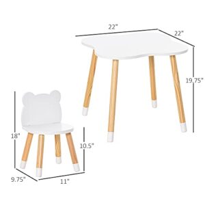 Qaba Wooden Kids Table and Chair Set Ideal for Arts, Meals, Homework, Cute Toddler Activity Table for Age 3 Years+, Grey