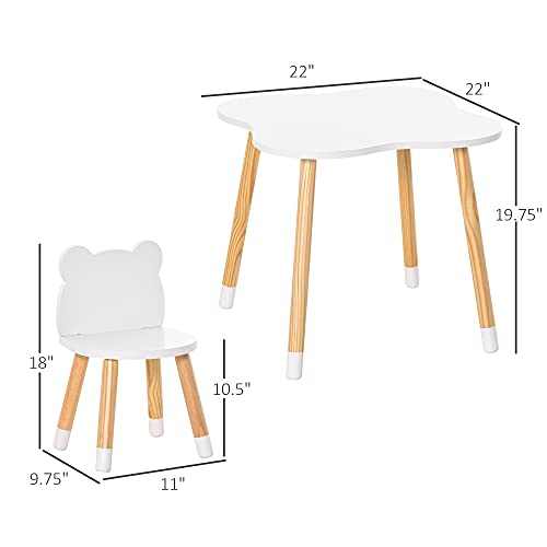 Qaba Wooden Kids Table and Chair Set Ideal for Arts, Meals, Homework, Cute Toddler Activity Table for Age 3 Years+, Grey