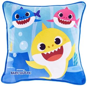 franco kids bedding soft decorative pillow cover, 15 in x 15 in, baby shark