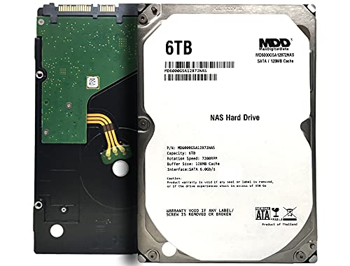 MaxDigitalData 6TB 7200RPM 128MB Cache SATA 6.0Gb/s 3.5inch Internal Hard Drive for NAS Network Storage (MD6000GSA12872NAS) - 3 Years Warranty