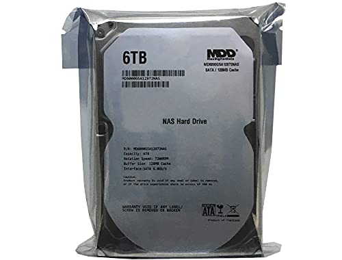 MaxDigitalData 6TB 7200RPM 128MB Cache SATA 6.0Gb/s 3.5inch Internal Hard Drive for NAS Network Storage (MD6000GSA12872NAS) - 3 Years Warranty