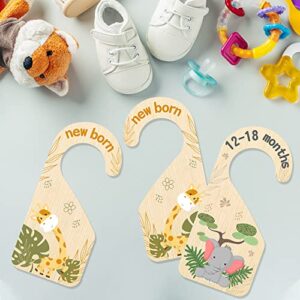 R HORSE 8Pcs Safari Baby Closet Dividers Double Sided Baby Closet Organizers Nursery Hanger Dividers Wood Baby Closet Size Dividers for Baby Boy Girls Baby Shower Birthday Gift Christmas (0-24 Months)