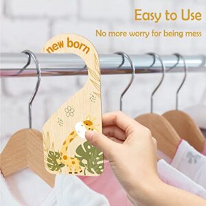 R HORSE 8Pcs Safari Baby Closet Dividers Double Sided Baby Closet Organizers Nursery Hanger Dividers Wood Baby Closet Size Dividers for Baby Boy Girls Baby Shower Birthday Gift Christmas (0-24 Months)