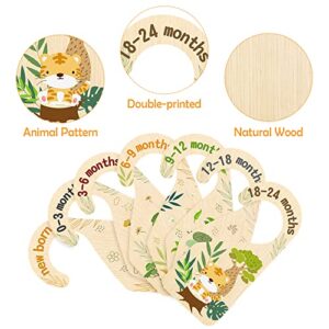 R HORSE 8Pcs Safari Baby Closet Dividers Double Sided Baby Closet Organizers Nursery Hanger Dividers Wood Baby Closet Size Dividers for Baby Boy Girls Baby Shower Birthday Gift Christmas (0-24 Months)