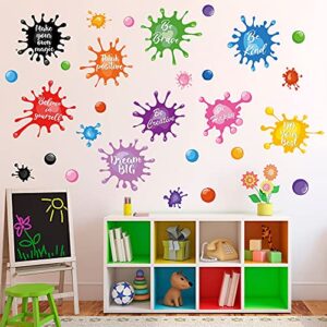 colorful inspirational quotes wall decals watercolor paint wall decals ink splatter splotches wall stickers motivational lettering positive sayings stickers for kids classroom nursery playroom school