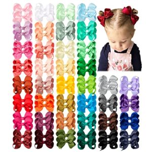 80 pcs boutique grosgrain ribbon pinwheel 3" hair bows alligator clips for babies toddlers teens