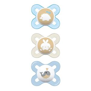 mam start newborn girl pacifiers, best for breastfed babies, blue,3 count (pack of 1)