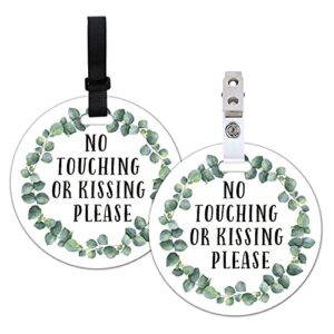 do not touch baby signs-stroller tag, 2 pack greenery no touching or kissing baby sign, stop no touching baby car seat sign or stroller tag for newborn baby (5 inches)