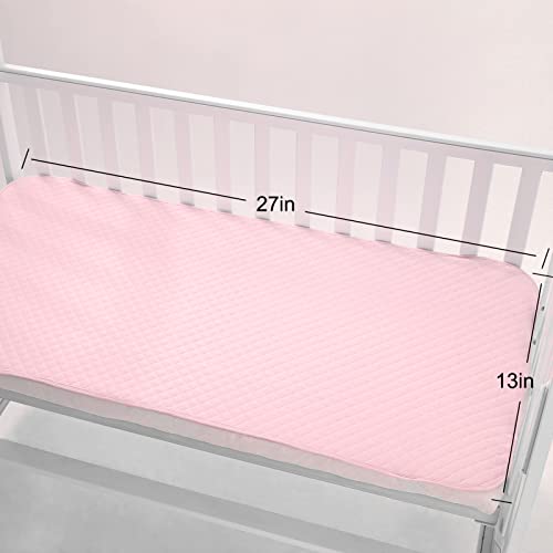 Pleasant Boulevard | Portable Waterproof Baby Changing Pad Liner, Washable Reusable Changing Table Cover Made with Breathable TPU, 27x13in (Pink, 3 Count)