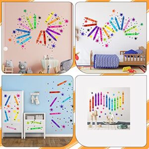 192 Pieces Crayon Wall Decals Splatter Wall Sticker and Multicolor Paint Wall Decals Crayon Splotches Polka Dot Nursery Decors Sticker for Home Nursery Classroom School Wall Decoration