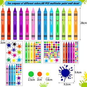 192 Pieces Crayon Wall Decals Splatter Wall Sticker and Multicolor Paint Wall Decals Crayon Splotches Polka Dot Nursery Decors Sticker for Home Nursery Classroom School Wall Decoration