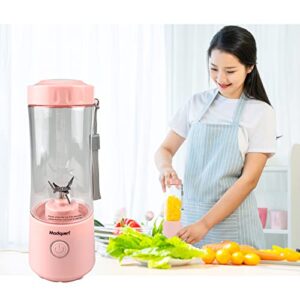Modquen Portable Blender, 14 oz Personal Size Blender for Shakes and Smoothies, 220 Watt BPA-Free Mini Blender Cup, USB Rechargeable Cordless Blenders (Pink)