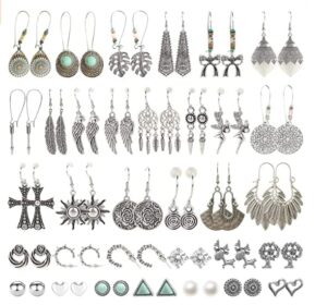 24 pairs fashion drop dangle earrings, hypoallergenic vintage dangling earrings set, women girls bohemian national style hollow earrings jewelry for christmas birthday gift