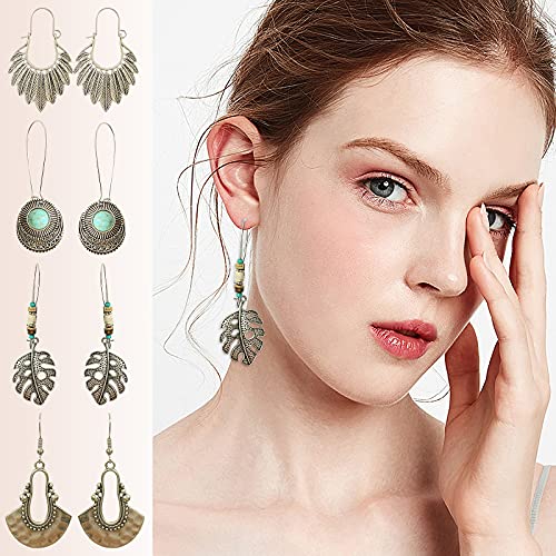 24 Pairs Fashion Drop Dangle Earrings, Hypoallergenic Vintage Dangling Earrings Set, Women Girls Bohemian National Style Hollow Earrings Jewelry for Christmas Birthday Gift