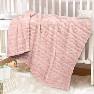 Baby Blanket for Girls Toddlers 3D Fleece Fluffy Fuzzy Blanket for Baby, Soft Warm Cozy Fleece Blanket, Infant or Newborn Receiving Blanket (30x40inch, Pink)