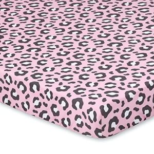 The Peanutshell Fitted Pack n Play, Playard, Mini Crib Sheets for Baby Girls | 2 Pack Set | Cheetah Animal Print