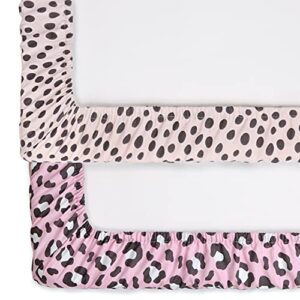 The Peanutshell Fitted Pack n Play, Playard, Mini Crib Sheets for Baby Girls | 2 Pack Set | Cheetah Animal Print