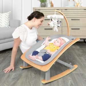 Evolur Tory 2-in-1 Rocker & Chair, Light Gray