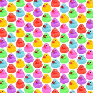 144-Pack Mini Rubber Ducks Set, Mini Colorful Rubber Duckies Bath Toy for Child,Float & Squeak Tiny Ducks Pool Toy Set for Kids Party Favors,Birthday Party Supplies,Prize Rewards