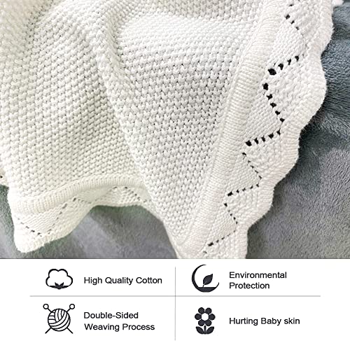 YOYI YOYI Cotton Baby Blanket Waffle Knit Toddler Blankets Soft Warm Breathable Nursery Swaddling Blankets for Girls and Boys Receiving Blanket for Crib, Stroller, car 31"x40"(Milk)