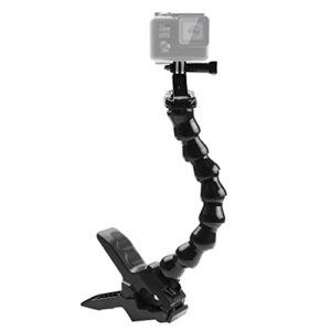 jaws flex clamp gooseneck mount for gopro mount, puluz adjustable action sports cameras mount clamp for gopro hero9 8 7 6 5 session 4 3+ 3 & dji osmo action & other action cameras